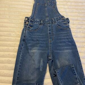 SHEIN Blue Denim Buttoned Overalls